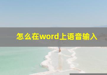 怎么在word上语音输入