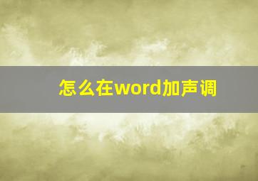 怎么在word加声调