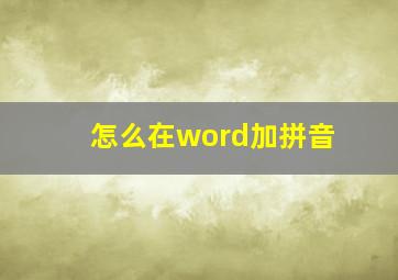 怎么在word加拼音