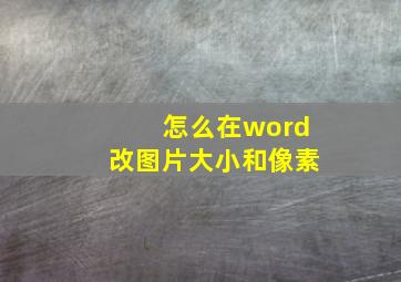 怎么在word改图片大小和像素