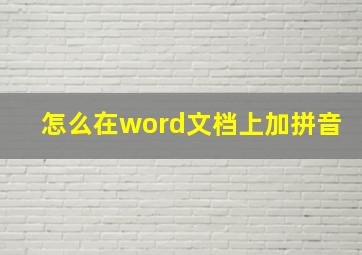 怎么在word文档上加拼音