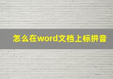 怎么在word文档上标拼音