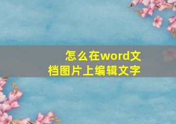 怎么在word文档图片上编辑文字