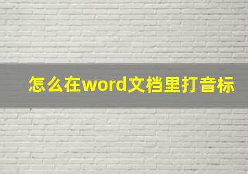 怎么在word文档里打音标