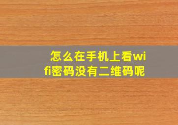 怎么在手机上看wifi密码没有二维码呢