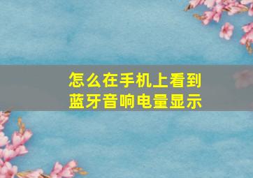 怎么在手机上看到蓝牙音响电量显示