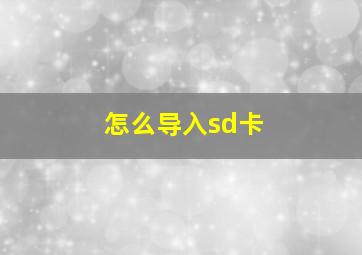 怎么导入sd卡