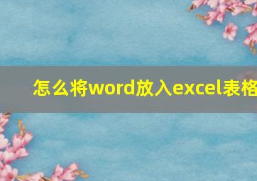 怎么将word放入excel表格