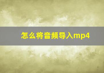 怎么将音频导入mp4