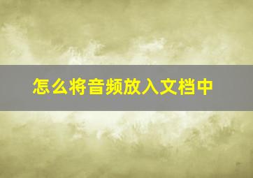 怎么将音频放入文档中