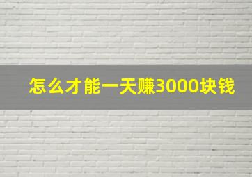 怎么才能一天赚3000块钱