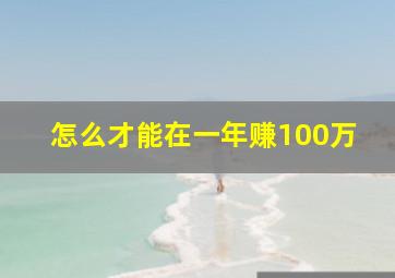 怎么才能在一年赚100万