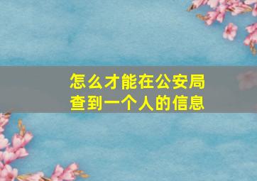 怎么才能在公安局查到一个人的信息