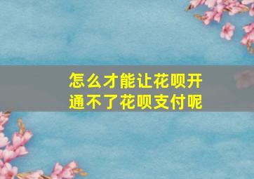 怎么才能让花呗开通不了花呗支付呢