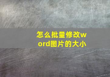 怎么批量修改word图片的大小