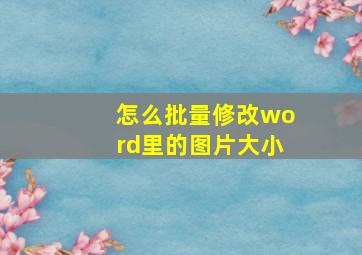 怎么批量修改word里的图片大小