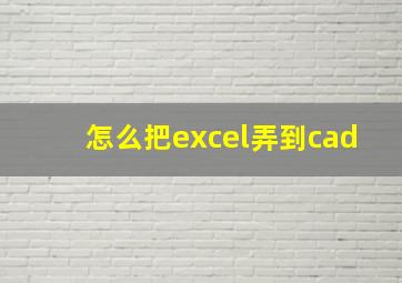 怎么把excel弄到cad