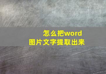 怎么把word图片文字提取出来