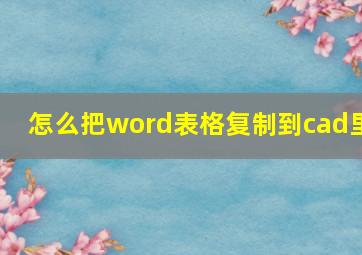 怎么把word表格复制到cad里