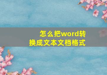 怎么把word转换成文本文档格式