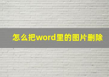 怎么把word里的图片删除