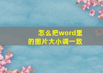 怎么把word里的图片大小调一致