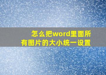 怎么把word里面所有图片的大小统一设置