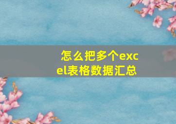 怎么把多个excel表格数据汇总