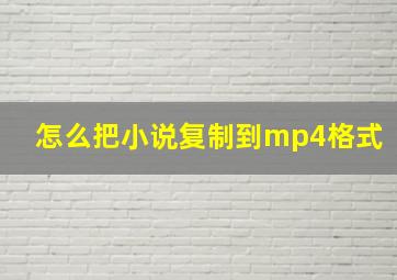 怎么把小说复制到mp4格式