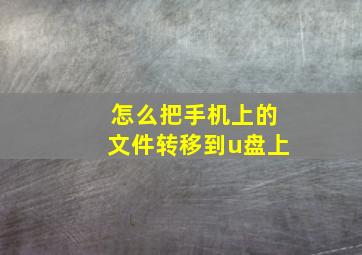 怎么把手机上的文件转移到u盘上