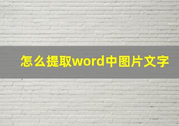 怎么提取word中图片文字