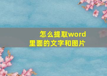 怎么提取word里面的文字和图片