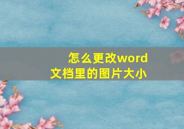 怎么更改word文档里的图片大小