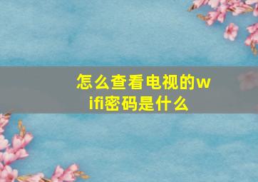 怎么查看电视的wifi密码是什么