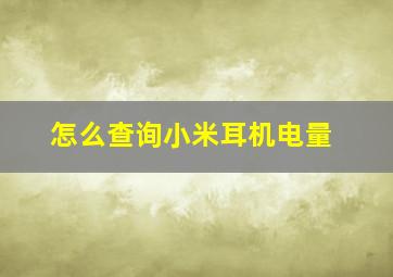 怎么查询小米耳机电量