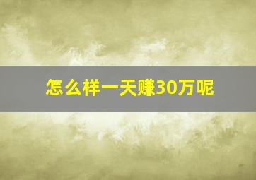 怎么样一天赚30万呢