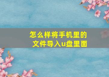 怎么样将手机里的文件导入u盘里面