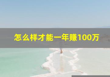 怎么样才能一年赚100万