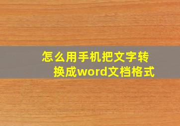 怎么用手机把文字转换成word文档格式