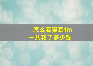 怎么看猫耳fm一共花了多少钱