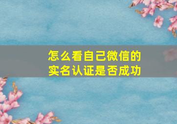 怎么看自己微信的实名认证是否成功