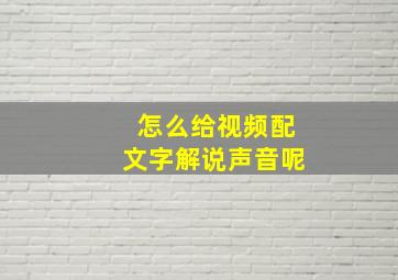 怎么给视频配文字解说声音呢