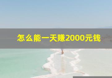 怎么能一天赚2000元钱