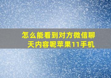 怎么能看到对方微信聊天内容呢苹果11手机