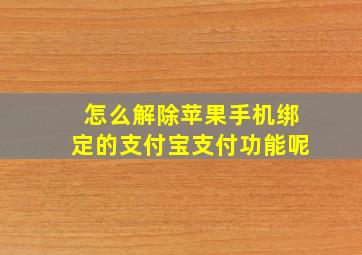 怎么解除苹果手机绑定的支付宝支付功能呢