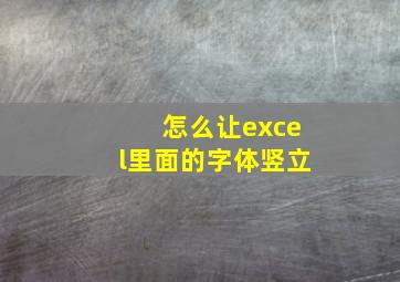 怎么让excel里面的字体竖立