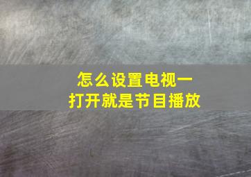 怎么设置电视一打开就是节目播放