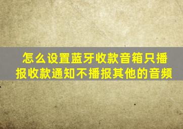 怎么设置蓝牙收款音箱只播报收款通知不播报其他的音频