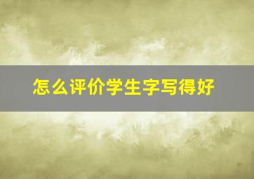 怎么评价学生字写得好