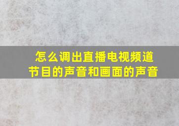 怎么调出直播电视频道节目的声音和画面的声音